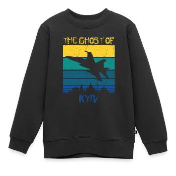 Der Geist von Kiew - Kinder Premium Organic Sweatshirt - Schwarz - Vorne - AI Model Kid Female (0cm)