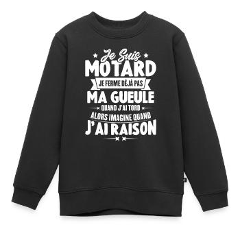 Je suis motarde Je ferme pas ma gueule Cadeau - Sweat Premium enfant bio - noir - Devant - AI Model Kid Female (0cm)