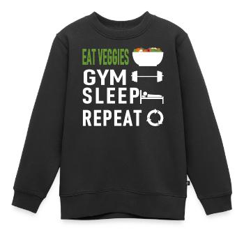 Régime gym - Sweat Premium enfant bio - noir - Devant - AI Model Kid Female (0cm)