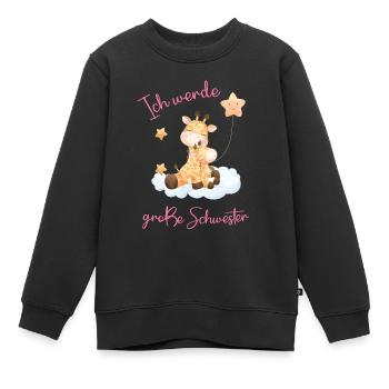 Ich werde große Schwester mit süßen Giraffen - Kinder Premium Organic Sweatshirt - Schwarz - Vorne - AI Model Kid Female (0cm)
