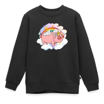 Schwein Geschenk Schweinchen Kinder Ferkel Sau Pig - Kinder Premium Organic Sweatshirt - Schwarz - Vorne - AI Model Kid Female (0cm)