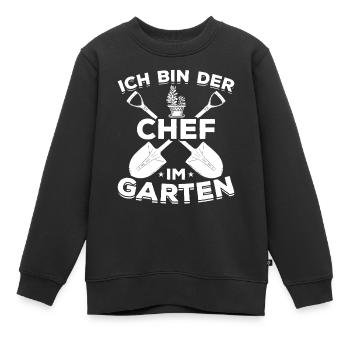Ich bin der Chef im Garten Schrebergarten Gärtner - Kinder Premium Organic Sweatshirt - Schwarz - Vorne - AI Model Kid Female (0cm)