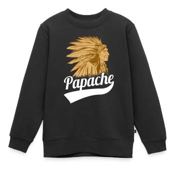 Fête des Pères Tshirt Apache Papa Papa Papa Papa Papi Papa - Sweat Premium enfant bio - noir - Devant - AI Model Kid Female (0cm)