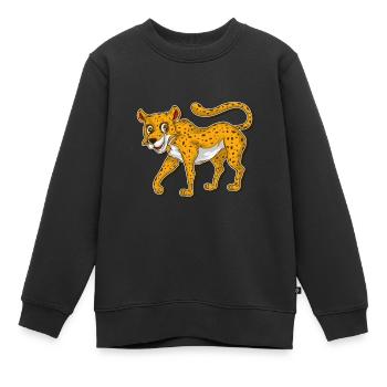 Gepard Tshirt Kinder LeoPard Jaguar Geopard Katze - Kinder Premium Organic Sweatshirt - Schwarz - Vorne - AI Model Kid Female (0cm)