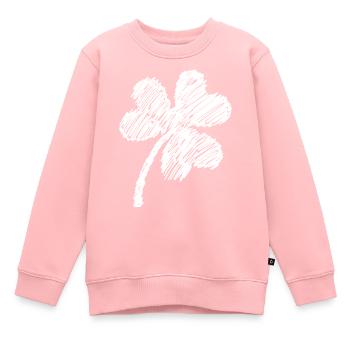 griffonnage blanc de trèfle à trois feuilles - Sweat Premium enfant bio - rose - Devant - AI Model Kid Female (0cm)
