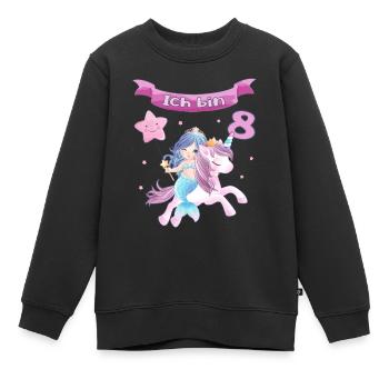8. Geburtstag - Meerjungfrau mit Einhorn Mädchen 8 - Kinder Premium Organic Sweatshirt - Schwarz - Vorne - AI Model Kid Female (0cm)