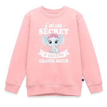 J'ai Un Secret Je Vais Être Grande Soeur - Sweat Premium enfant bio - rose - Devant - AI Model Kid Female (0cm)