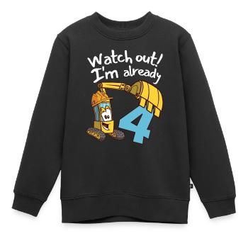 4. Geburtstag Kindergeburtstag Bagger Party - Kinder Premium Organic Sweatshirt - Schwarz - Vorne - AI Model Kid Female (0cm)