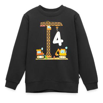 Garçons 4e anniversaire Grue Excavatrice Chantier de construction - Sweat Premium enfant bio - noir - Devant - AI Model Kid Female (0cm)