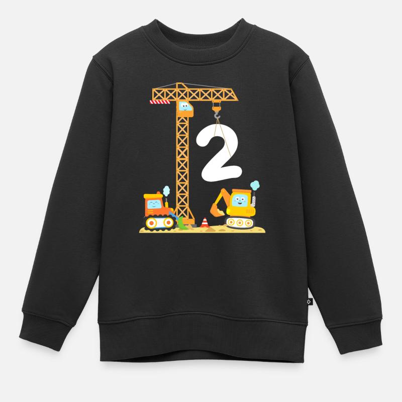 Kleinkinder Geburtstag 2 Jahre Baustelle Bagger - Kinder Premium Organic Sweatshirt - Schwarz