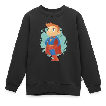 Cartoon Superheld Junge - Welt retten für Kinder - Kinder Premium Organic Sweatshirt - Schwarz - Vorne - AI Model Kid Female (0cm)