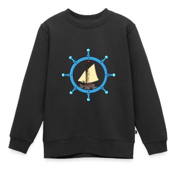 Maritim Grim Reaper Sailor Voilier Volant - Sweat Premium enfant bio - noir - Devant - AI Model Kid Female (0cm)