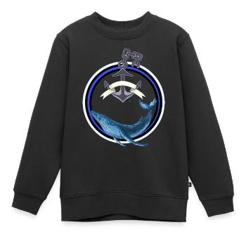 Mammifère marin Poisson Baleine Poisson Ancre maritime - Sweat Premium enfant bio - noir - Devant - AI Model Kid Female (0cm)