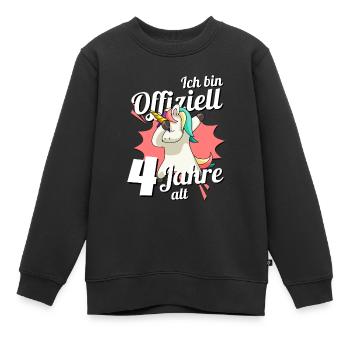 4. Geburtstag Dabbendes Einhorn Kindergeburtstag - Kinder Premium Organic Sweatshirt - Schwarz - Vorne - AI Model Kid Female (0cm)