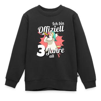 3. Geburtstag Dabbendes Einhorn Kindergeburtstag - Kinder Premium Organic Sweatshirt - Schwarz - Vorne - AI Model Kid Female (0cm)