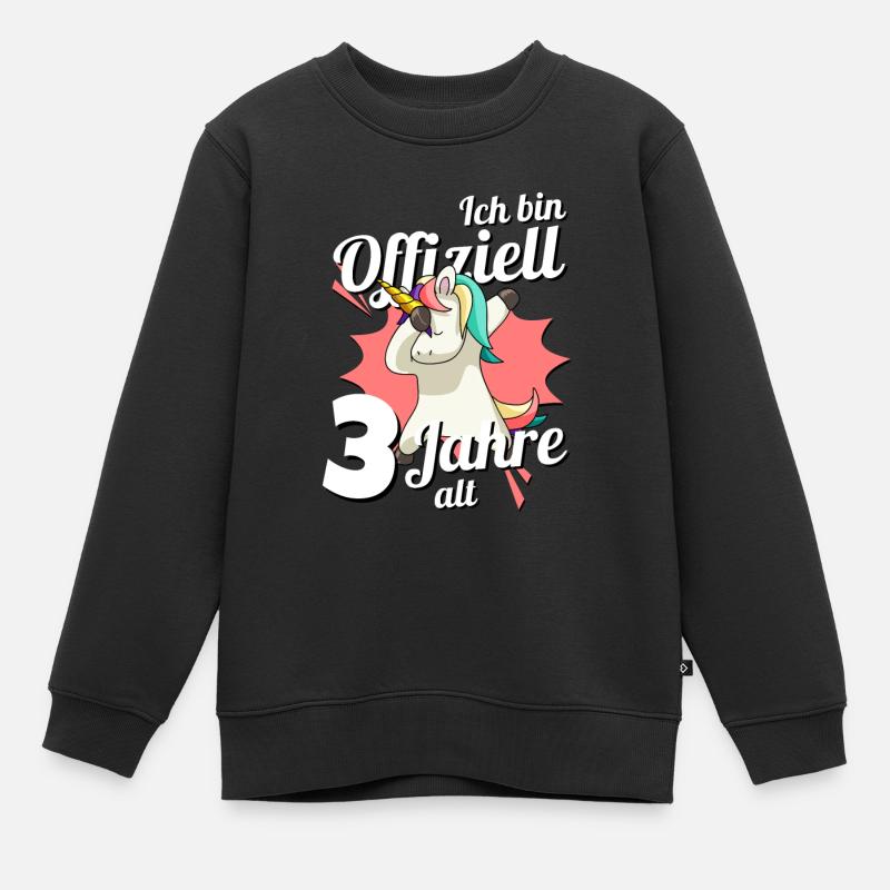 3. Geburtstag Dabbendes Einhorn Kindergeburtstag - Kinder Premium Organic Sweatshirt - Schwarz
