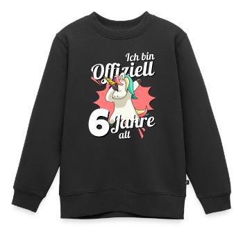 6. Geburtstag Dabbendes Einhorn Kindergeburtstag - Kinder Premium Organic Sweatshirt - Schwarz - Vorne - AI Model Kid Female (0cm)