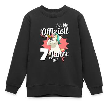 7. Geburtstag Dabbendes Einhorn Kindergeburtstag - Kinder Premium Organic Sweatshirt - Schwarz - Vorne - AI Model Kid Female (0cm)