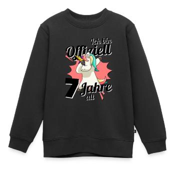 7. Geburtstag Dabbendes Einhorn Kindergeburtstag - Kinder Premium Organic Sweatshirt - Schwarz - Vorne - AI Model Kid Female (0cm)