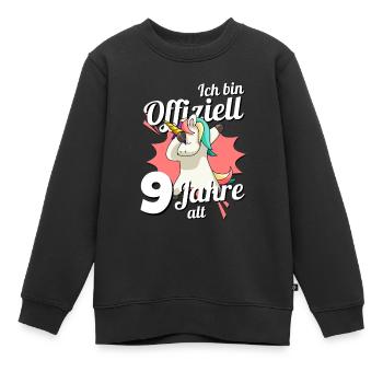 9. Geburtstag Dabbendes Einhorn Kindergeburtstag - Kinder Premium Organic Sweatshirt - Schwarz - Vorne - AI Model Kid Female (0cm)