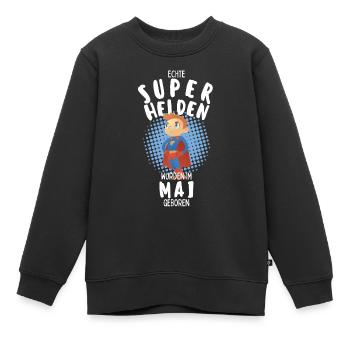 Echte Superhelden wurden im Mai geboren Junge - Kinder Premium Organic Sweatshirt - Schwarz - Vorne - AI Model Kid Female (0cm)