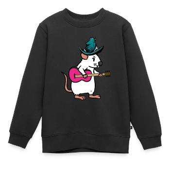 Rongeur Rat Souris Musicien Guitare Musique Enfants Enfant - Sweat Premium enfant bio - noir - Devant - AI Model Kid Female (0cm)