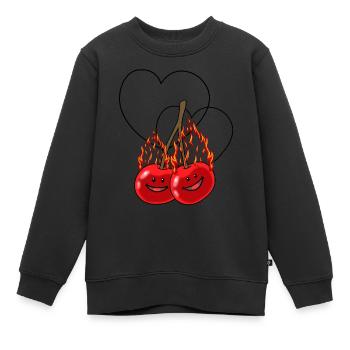 cerises ardentes cerise cœurs de fruits chauds - Sweat Premium enfant bio - noir - Devant - AI Model Kid Female (0cm)