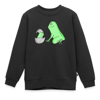 Grenouille avec bébé grenouille - Sweat Premium enfant bio - noir - Devant - AI Model Kid Female (0cm)