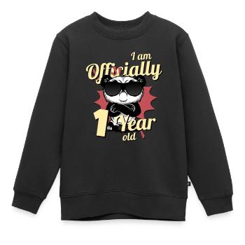 J’ai officiellement 1 an - Panda Birthday - Sweat Premium enfant bio - noir - Devant - AI Model Kid Female (0cm)