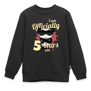 J’ai officiellement 5 ans - Panda Birthday - Sweat Premium enfant bio - noir - Devant - AI Model Kid Female (0cm)
