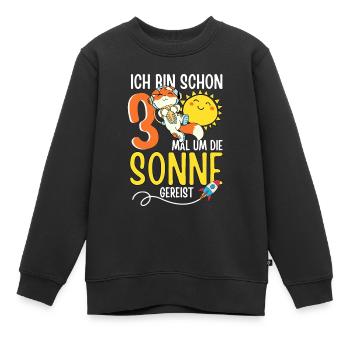 Süßer Fuchs Astronaut 3. Geburtstag Sonne Rakete - Kinder Premium Organic Sweatshirt - Schwarz - Vorne - AI Model Kid Female (0cm)