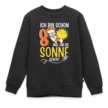 Süßer Fuchs Astronaut 8. Geburtstag Sonne Rakete - Kinder Premium Organic Sweatshirt - Schwarz - Vorne - AI Model Kid Female (0cm)