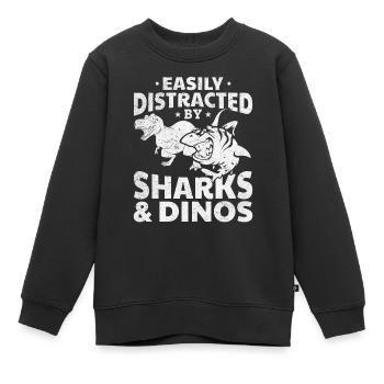 Great White Shark Lover Leicht abgelenkt von Haien - Kinder Premium Organic Sweatshirt - Schwarz - Vorne - AI Model Kid Female (0cm)