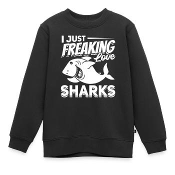Great White Shark Fish Ich liebe Haie einfach - Kinder Premium Organic Sweatshirt - Schwarz - Vorne - AI Model Kid Female (0cm)