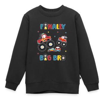 Big Brother Monster Truck and Car -Finally Big Bro - Kids Premium Organic Sweatshirt - black - Front - AI Model Kid Female (0cm)