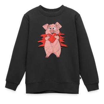 Schwein Geschenk Schweinchen Kinder Ferkel Sau Pig - Kinder Premium Organic Sweatshirt - Schwarz - Vorne - AI Model Kid Female (0cm)