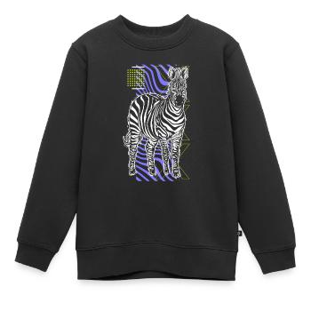 Zebra Gift Noir et Blanc Safari Savannah Steppe - Sweat Premium enfant bio - noir - Devant - AI Model Kid Female (0cm)
