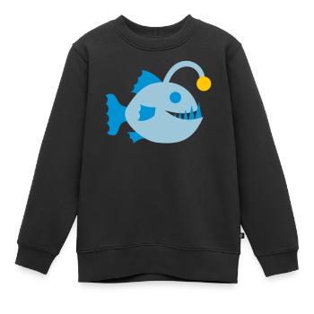 Fisch Anglerfisch Tiefsee Biolumineszenz Symbol - Kinder Premium Organic Sweatshirt - Schwarz - Vorne - AI Model Kid Female (0cm)