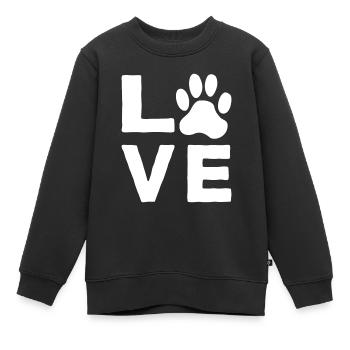 Chien Amour Chien Amour Chien Amour Patte - Sweat Premium enfant bio - noir - Devant - AI Model Kid Female (0cm)