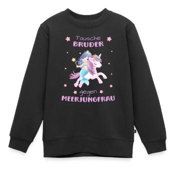 Tausche Bruder gegen Meerjungfrau mit Einhorn - Kinder Premium Organic Sweatshirt - Schwarz - Vorne - AI Model Kid Female (0cm)