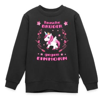 Tausche Bruder gegen Einhorn für Mädchen - Kinder Premium Organic Sweatshirt - Schwarz - Vorne - AI Model Kid Female (0cm)