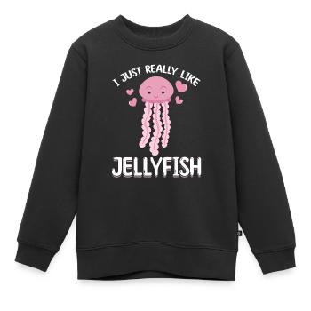 Méduses Méduses J’aime beaucoup les méduses - Sweat Premium enfant bio - noir - Devant - AI Model Kid Female (0cm)