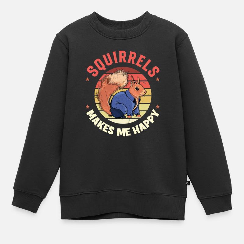 Squirrels Makes Me Happy Fuchshörnchen Squirrel - Kinder Premium Organic Sweatshirt - Schwarz