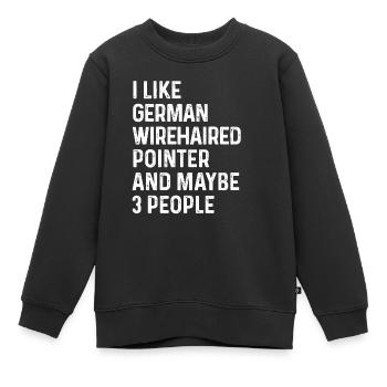J’aime le pointeur allemand à poil métallique et peut-être 3 - Sweat Premium enfant bio - noir - Devant - AI Model Kid Female (0cm)