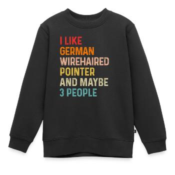 J’aime le pointeur allemand à poil métallique et peut-être 3 - Sweat Premium enfant bio - noir - Devant - AI Model Kid Female (0cm)