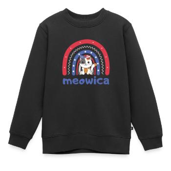 Katze für den vierten Juli USA Regenbogen Meowica - Kinder Premium Organic Sweatshirt - Schwarz - Vorne - AI Model Kid Female (0cm)