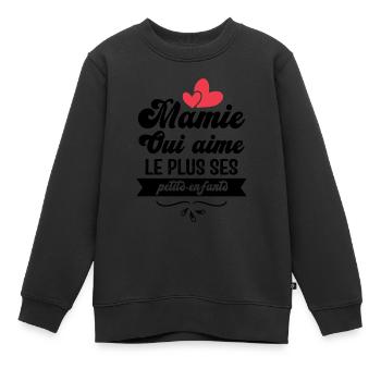 Mamie qui aime le plus ses petits enfants - Sweat Premium enfant bio - noir - Devant - AI Model Kid Female (0cm)