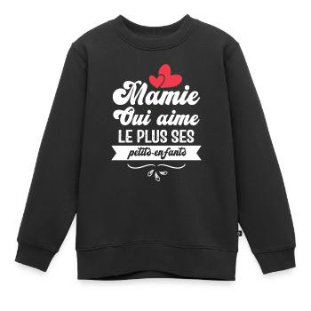 Mamie qui aime le plus ses petits enfants - Sweat Premium enfant bio - noir - Devant - AI Model Kid Female (0cm)