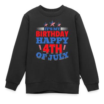 C’est mon anniversaire Joyeux 4 juillet - Sweat Premium enfant bio - noir - Devant - AI Model Kid Female (0cm)