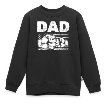 Patriotic Dad DRAPEAU AMÉRICAIN Papa & Fils Fist Bump 4ème De - Sweat Premium enfant bio - noir - Devant - AI Model Kid Female (0cm)